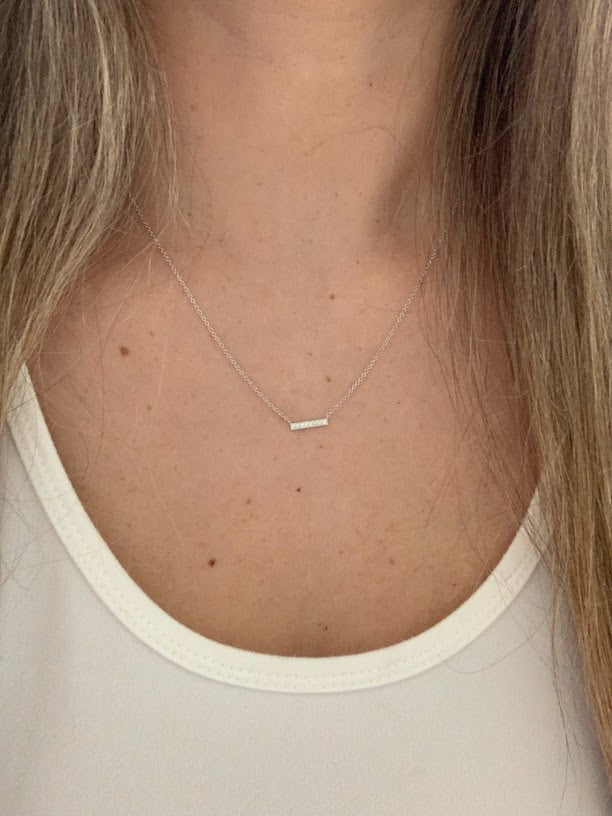 14K Gold Diamond Bar Necklace | 14K Gold Bar Necklace  | Layering Gold Chain | SOLID GOLD | Genuine Diamonds Bar Necklace