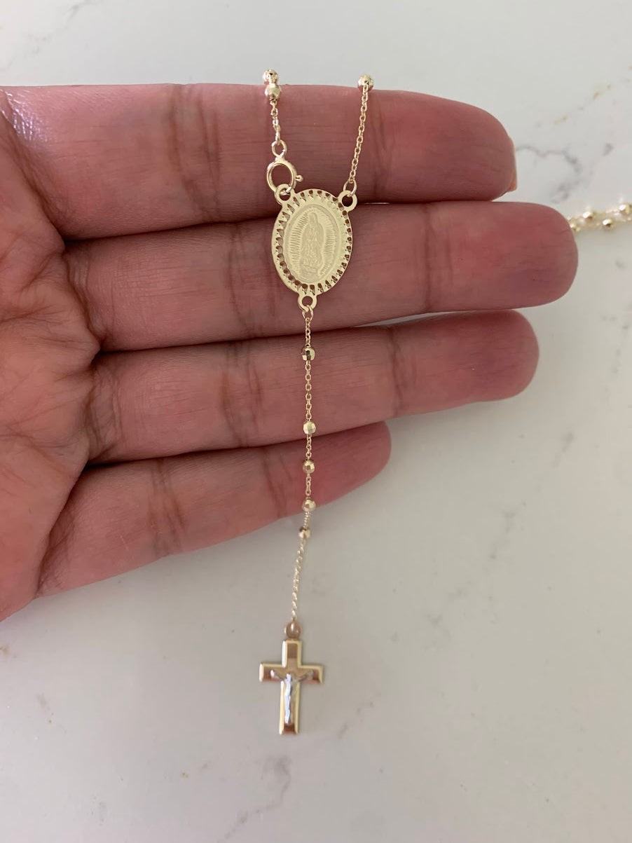 14K Yellow Gold Rosary, 14KY 2.5mm Ball Rosary Necklace - 20", Gold Rosary