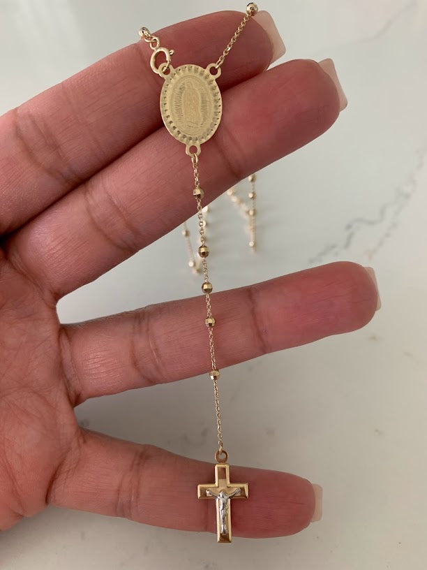 14K Yellow Gold Rosary, 14KY 2.5mm Ball Rosary Necklace - 20", Gold Rosary