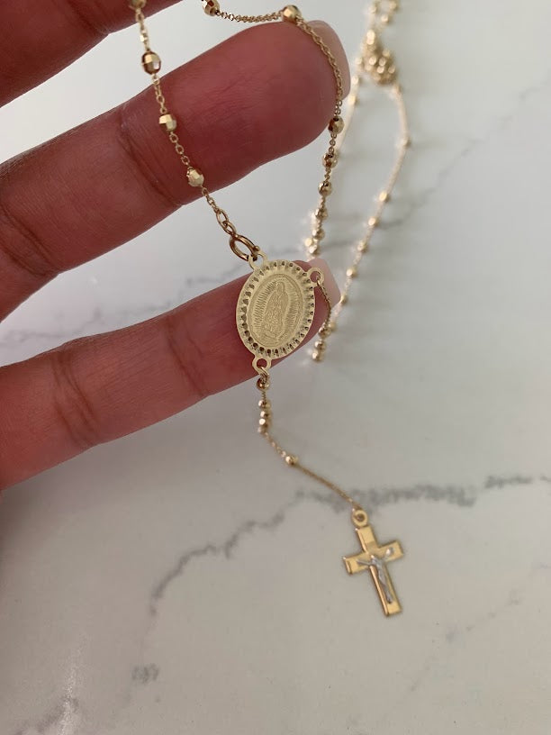 14K Yellow Gold Rosary, 14KY 2.5mm Ball Rosary Necklace - 20", Gold Rosary