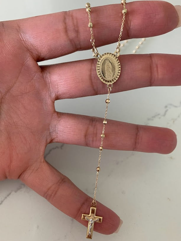 14K Yellow Gold Rosary, 14KY 2.5mm Ball Rosary Necklace - 20", Gold Rosary