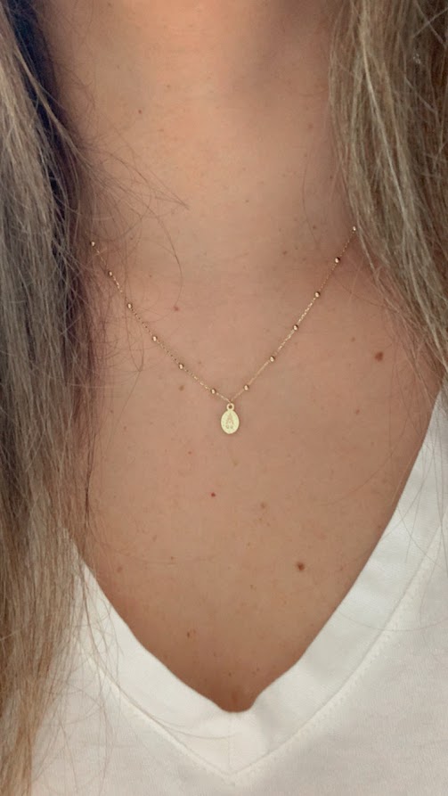 14K Gold Virgin of the Miraculous Medal Beaded Necklace | Genuine Gold | Dainty and Delicate Religious Necklace