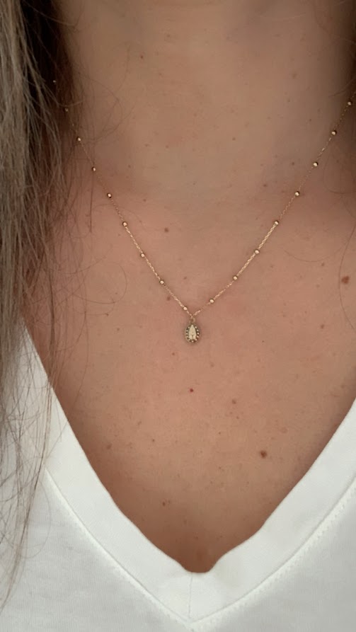 14K Gold Virgin of the Miraculous Medal Beaded Necklace | Genuine Gold | Dainty and Delicate Religious Necklace