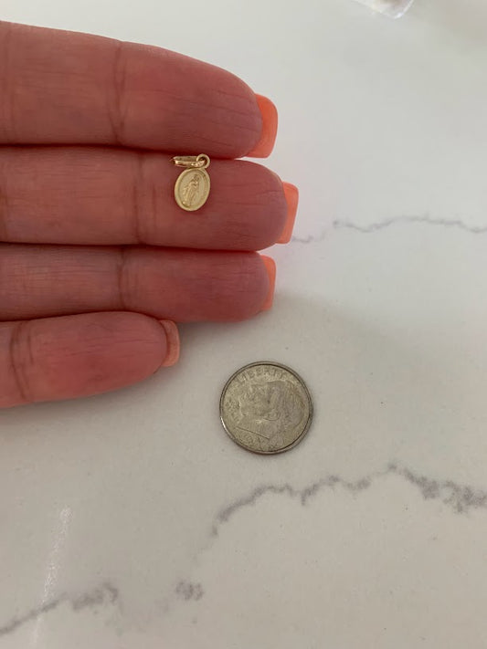 14K Tiny Gold Virgin of Miracles | Yellow Gold Pendant | Catholic Pendant | 14K Solid Gold Pendant