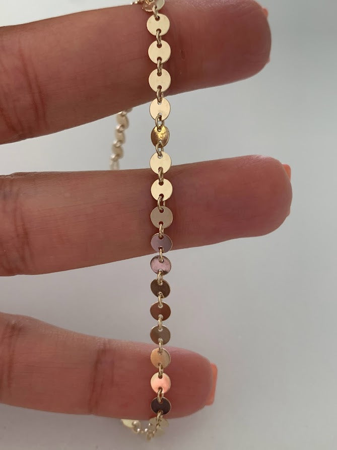 14K Gold Disc Bracelet | Sequin Bracelet in Solid Gold