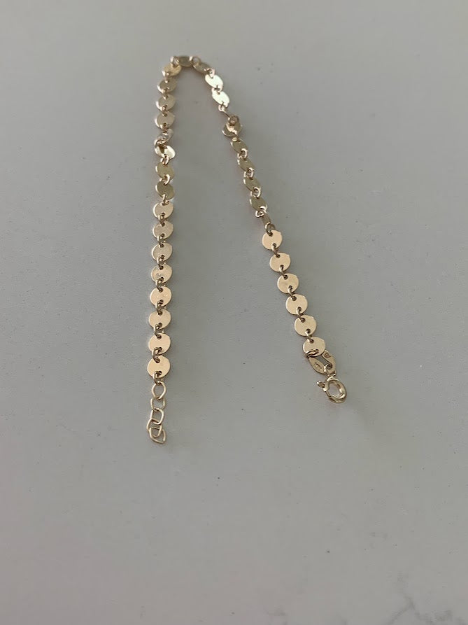14K Gold Disc Bracelet | Sequin Bracelet in Solid Gold