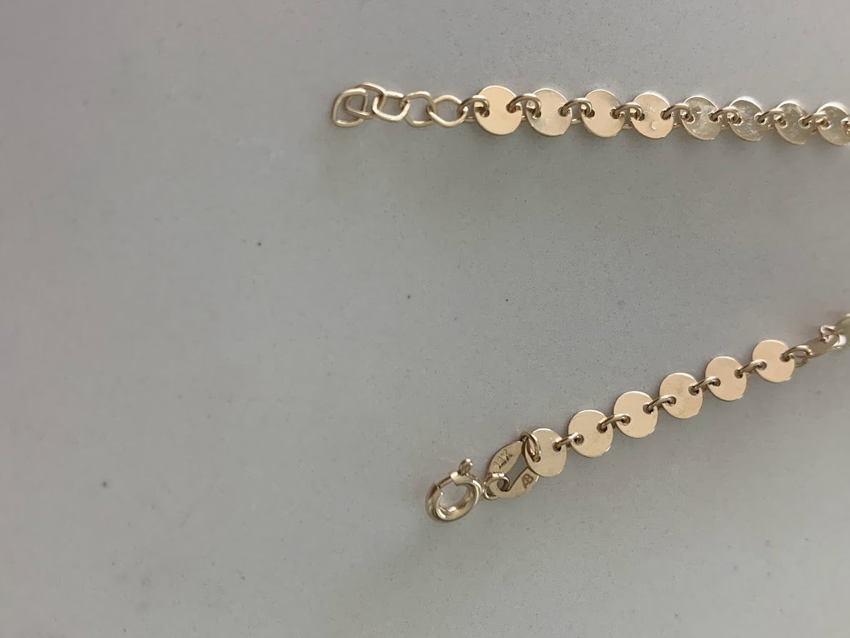 14K Gold Disc Bracelet | Sequin Bracelet in Solid Gold