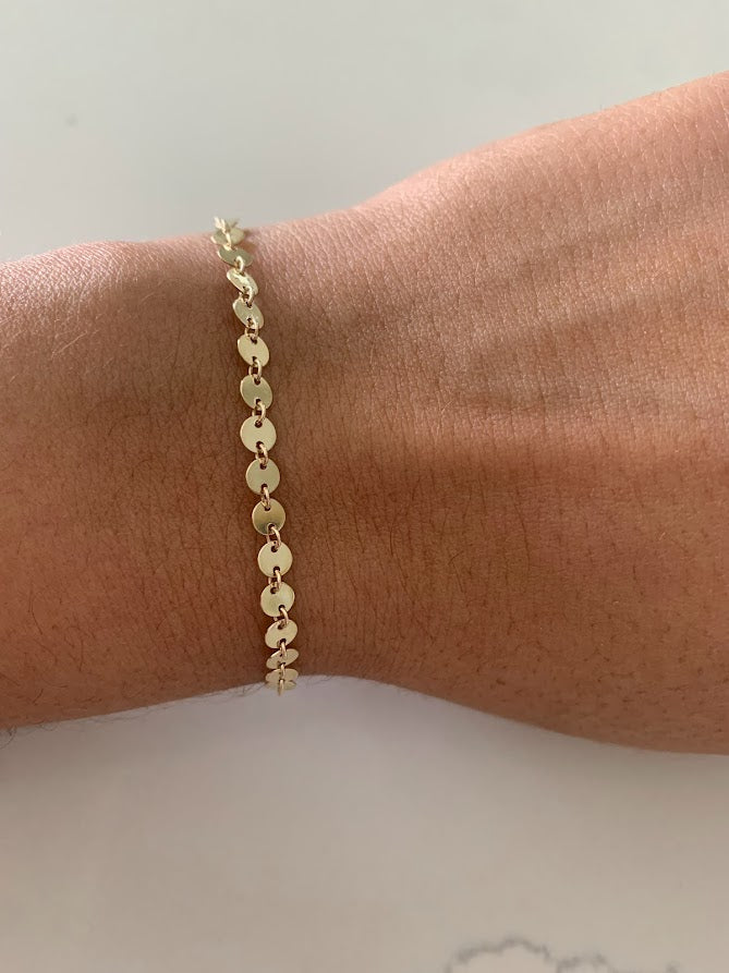 14K Gold Disc Bracelet | Sequin Bracelet in Solid Gold