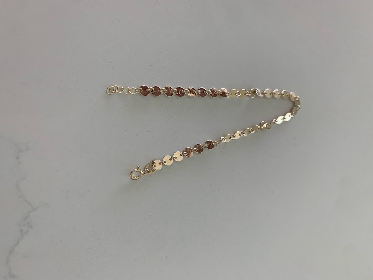 14K Gold Disc Bracelet | Sequin Bracelet in Solid Gold