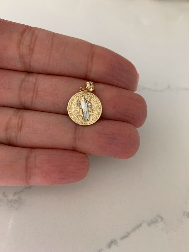 14K Gold Two Tone Saint Benedict Pendant | Everyday Jewelry | Saint Benedict