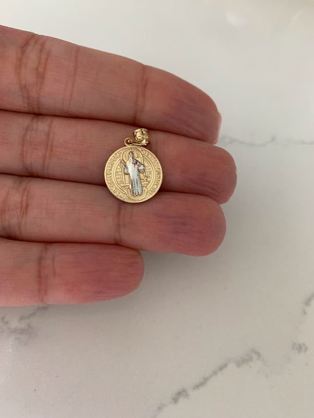 14K Gold Two Tone Saint Benedict Pendant | Everyday Jewelry | Saint Benedict