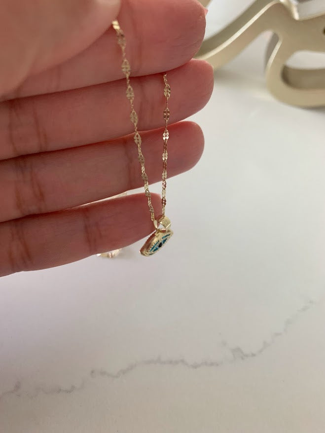 Evil Eye Necklace in 14K Solid Gold | Protection Necklace for Women | 14K Real Gold Jewelry | Gift for Her | Evil Eye Necklace