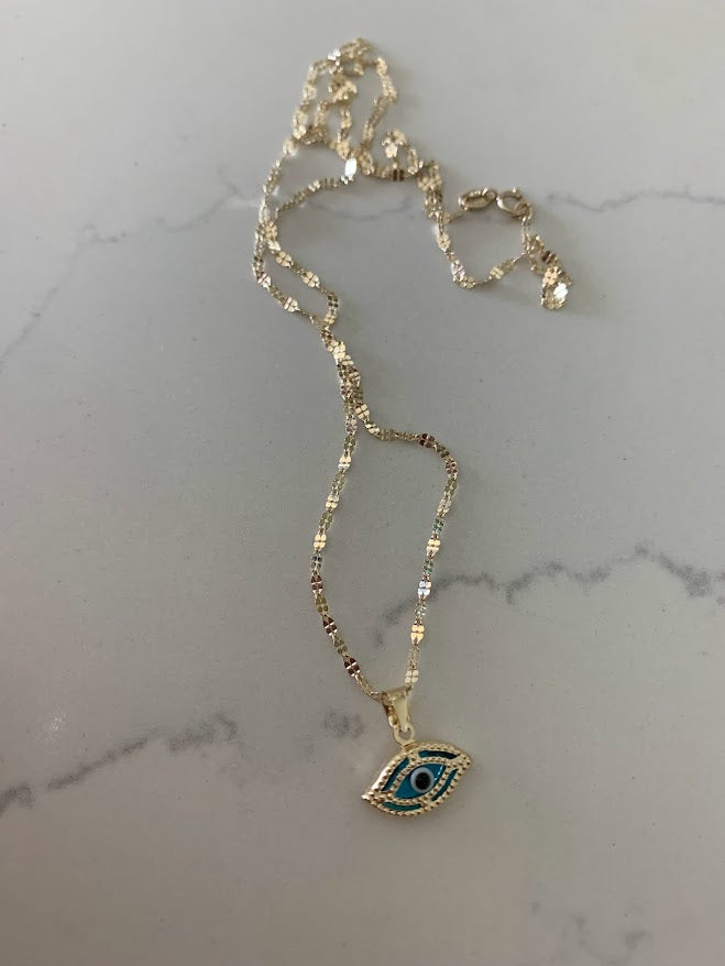 Evil Eye Necklace in 14K Solid Gold | Protection Necklace for Women | 14K Real Gold Jewelry | Gift for Her | Evil Eye Necklace