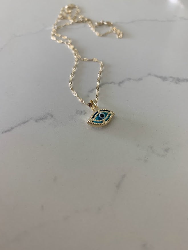 Evil Eye Necklace in 14K Solid Gold | Protection Necklace for Women | 14K Real Gold Jewelry | Gift for Her | Evil Eye Necklace