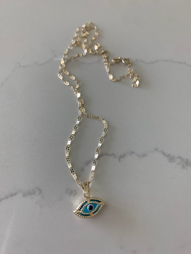 Evil Eye Necklace in 14K Solid Gold | Protection Necklace for Women | 14K Real Gold Jewelry | Gift for Her | Evil Eye Necklace