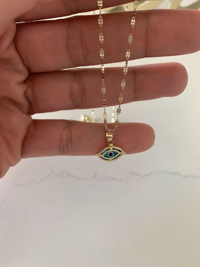 Evil Eye Necklace in 14K Solid Gold | Protection Necklace for Women | 14K Real Gold Jewelry | Gift for Her | Evil Eye Necklace