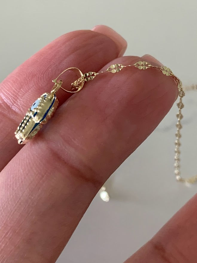Hamsa Evil Eye Necklace in 14K Solid Gold | Protection Necklace for Women | 14K Real Gold Jewelry | Gift for Her | Hamsa Evil Eye Necklace