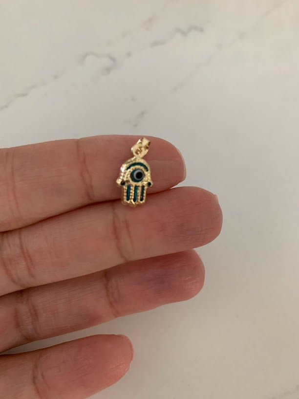Hamsa Evil Eye Necklace in 14K Solid Gold | Protection Necklace for Women | 14K Real Gold Jewelry | Gift for Her | Hamsa Evil Eye Necklace