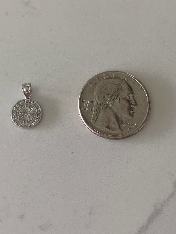 10MM 14K Solid Gold Saint Benedict | Two Tone or White Gold Religious Pendant | Saint Benedict Pendant | Two TONE 14K Solid Gold Pendant