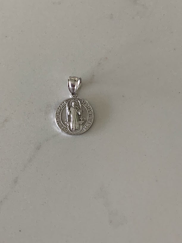 10MM 14K Solid Gold Saint Benedict | Two Tone or White Gold Religious Pendant | Saint Benedict Pendant | Two TONE 14K Solid Gold Pendant