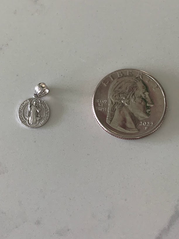 10MM 14K Solid Gold Saint Benedict | Two Tone or White Gold Religious Pendant | Saint Benedict Pendant | Two TONE 14K Solid Gold Pendant