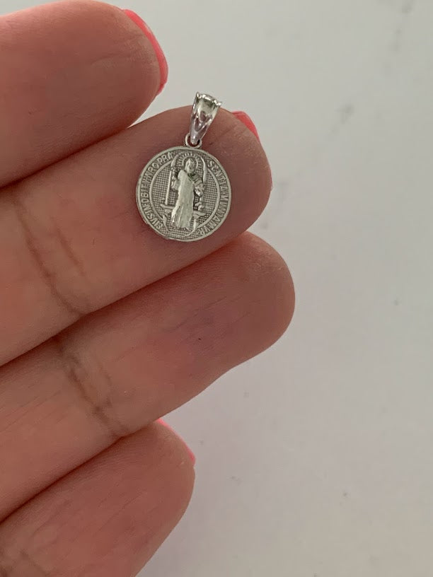 10MM 14K Solid Gold Saint Benedict | Two Tone or White Gold Religious Pendant | Saint Benedict Pendant | Two TONE 14K Solid Gold Pendant