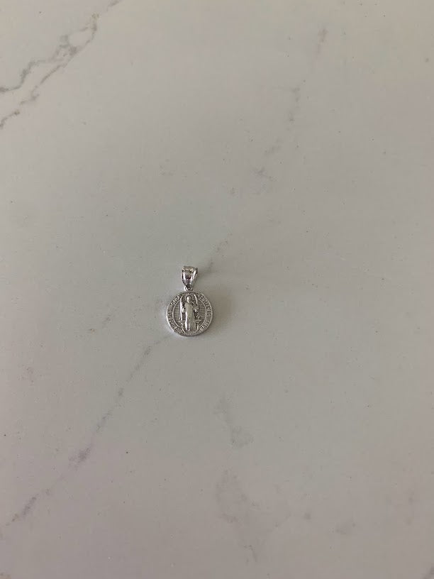 10MM 14K Solid Gold Saint Benedict | Two Tone or White Gold Religious Pendant | Saint Benedict Pendant | Two TONE 14K Solid Gold Pendant