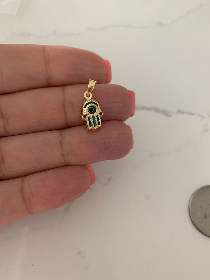 Hamsa Evil Eye Necklace in 14K Solid Gold | Protection Necklace for Women | 14K Real Gold Jewelry | Gift for Her | Hamsa Evil Eye Necklace