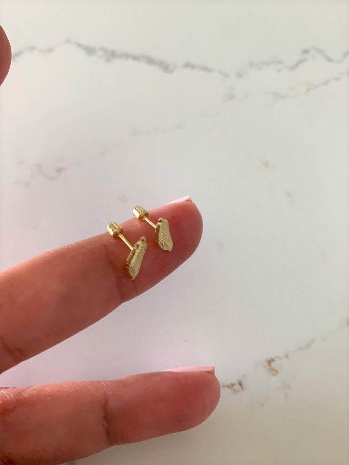 14K Gold Leaf Earrings, Dainty Leaf Earrings, Leaf Earrings, Leaf Stud Earrings, Women Earrings, Solid Gold Leaf Studs, Yellow Gold Earrings