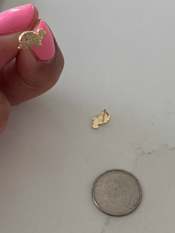 14K Tricolor Turtle Earrings, Dainty Earrings, Women Earrings, Kid Earrings, Solid Gold Turtles, Three Gold Turtles, Gold Earrings