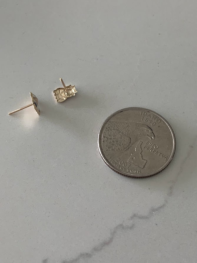 14K Solid Yellow Gold Cow Earrings, Enamel Cow Earrings, Girl Earrings, Children Earring, Girl Studs