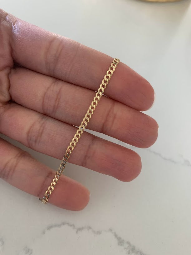 14K Yellow Gold Cuban Concave Link Bracelet, 7" Inch, 2.7MM wide, Real Gold Bracelet, Genuine Gold Cuban Bracelet, Men, Women, Unisex
