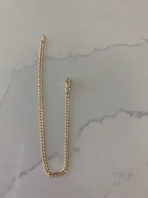 14K Yellow Gold Cuban Concave Link Bracelet, 7" Inch, 2.7MM wide, Real Gold Bracelet, Genuine Gold Cuban Bracelet, Men, Women, Unisex
