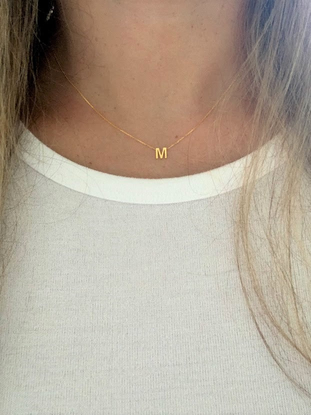 6.5MM 14K Gold Initial Necklace