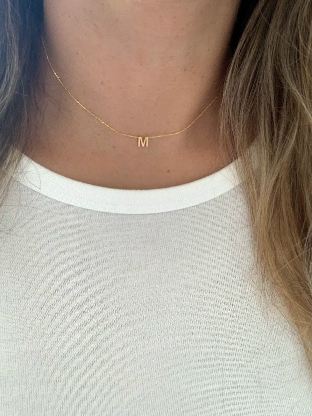 6.5MM 14K Gold Initial Necklace