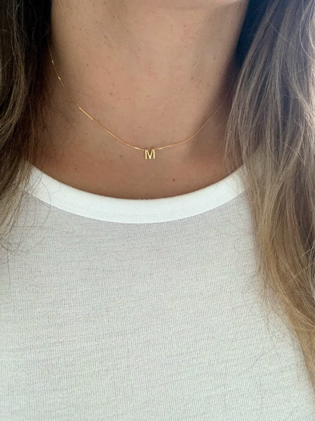 6.5MM 14K Gold Initial Necklace