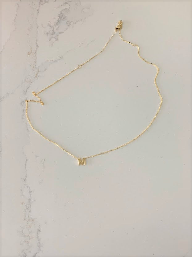 6.5MM 14K Gold Initial Necklace