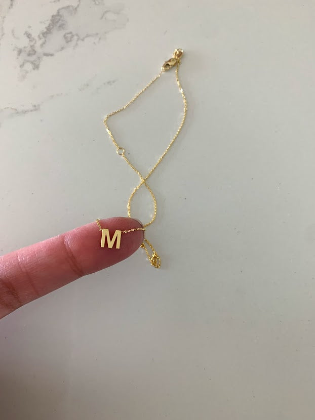 6.5MM 14K Gold Initial Necklace