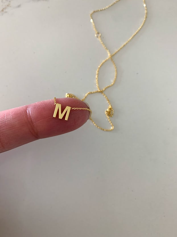 6.5MM 14K Gold Initial Necklace