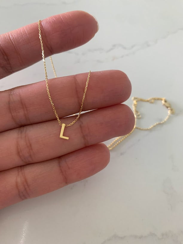 6.5MM 14K Gold Initial Necklace