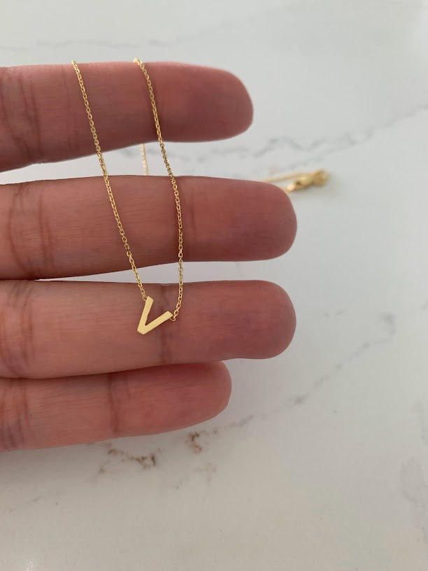 6.5MM 14K Gold Initial Necklace