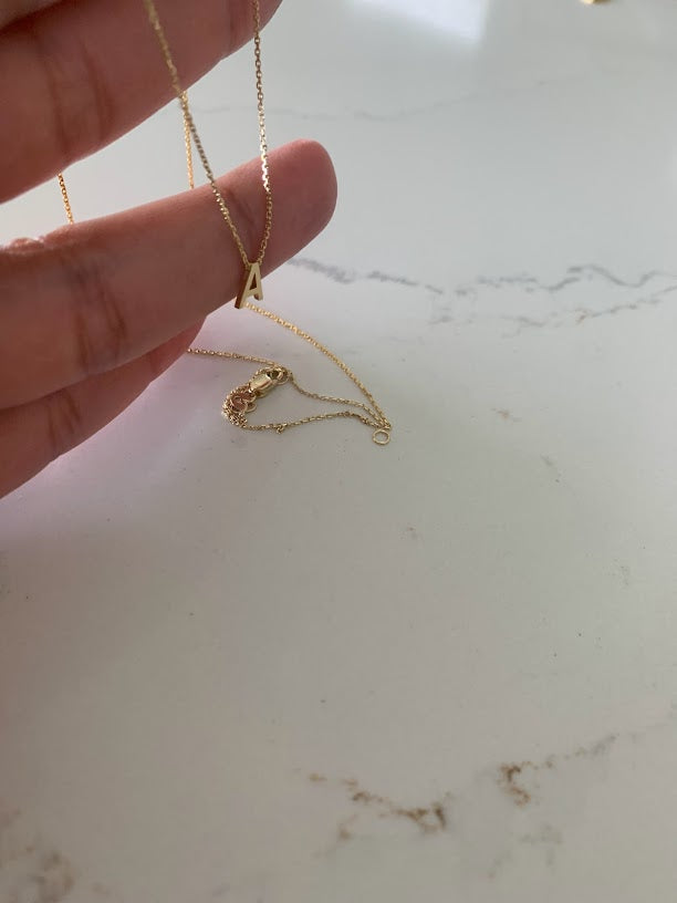 6.5MM 14K Gold Initial Necklace