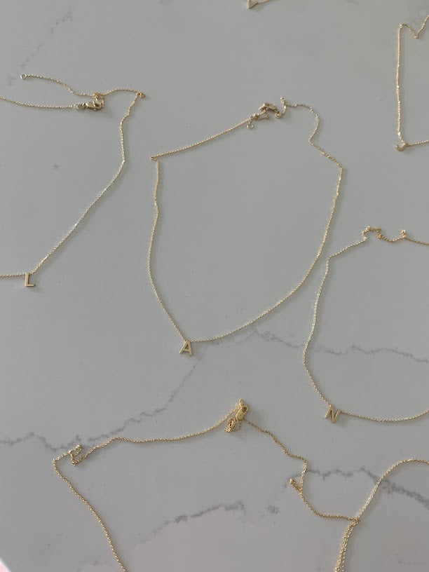 6.5MM 14K Gold Initial Necklace