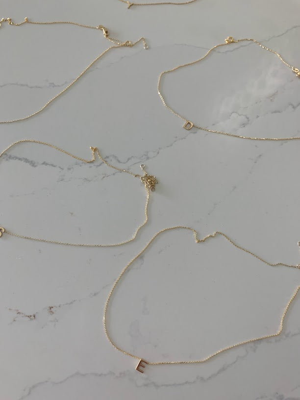 6.5MM 14K Gold Initial Necklace