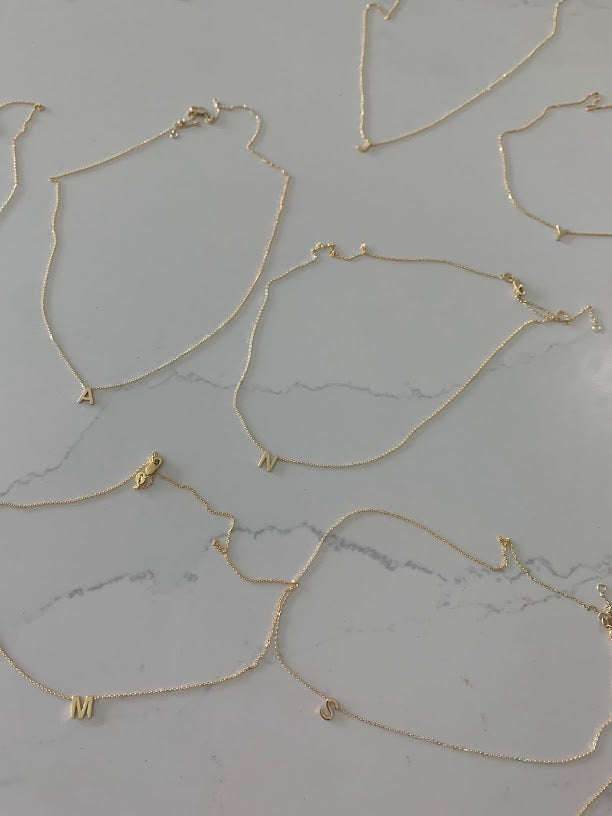 6.5MM 14K Gold Initial Necklace