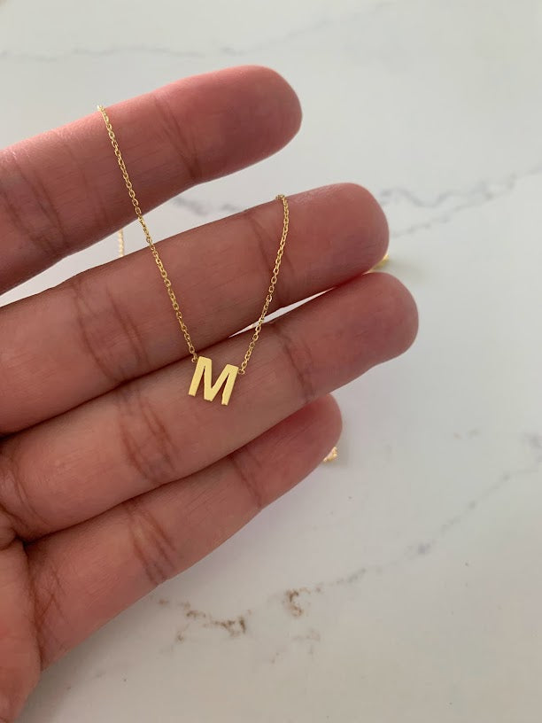 14k Gold Small Nail Initial Pendant - Zoe Lev Jewelry