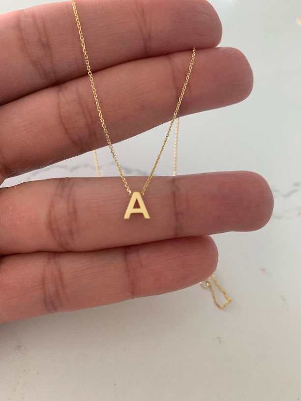 6.5MM 14K Gold Initial Necklace