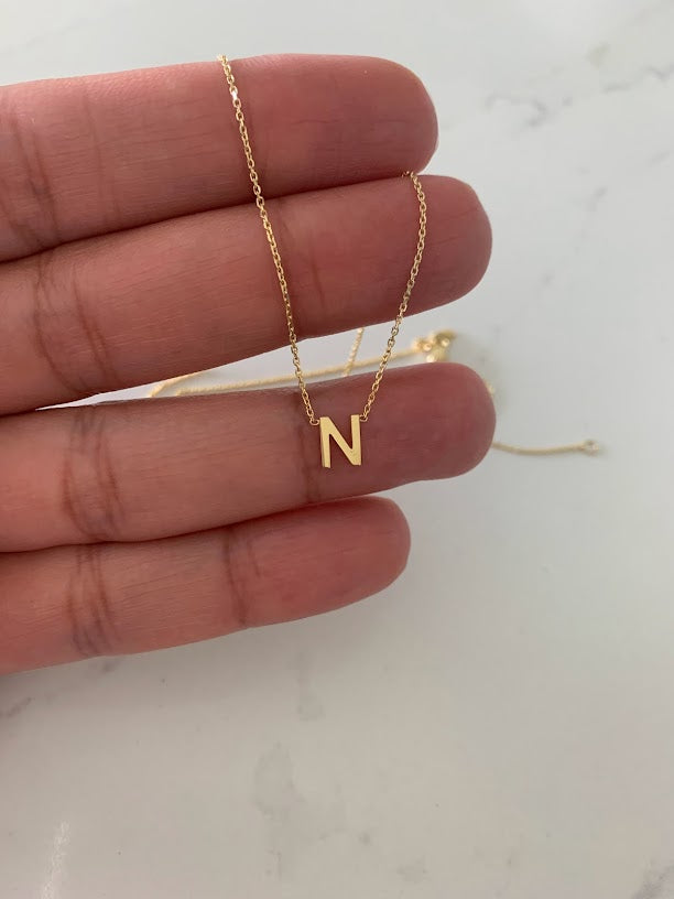 6.5MM 14K Gold Initial Necklace