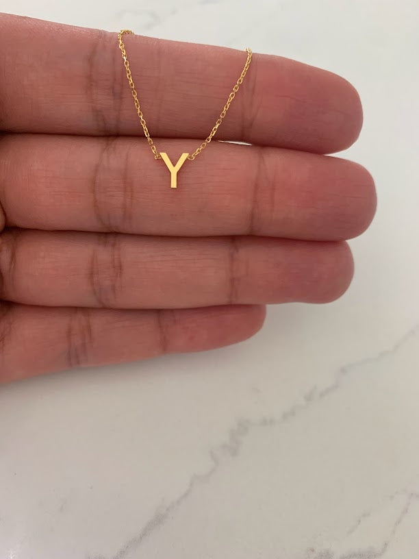 6.5MM 14K Gold Initial Necklace