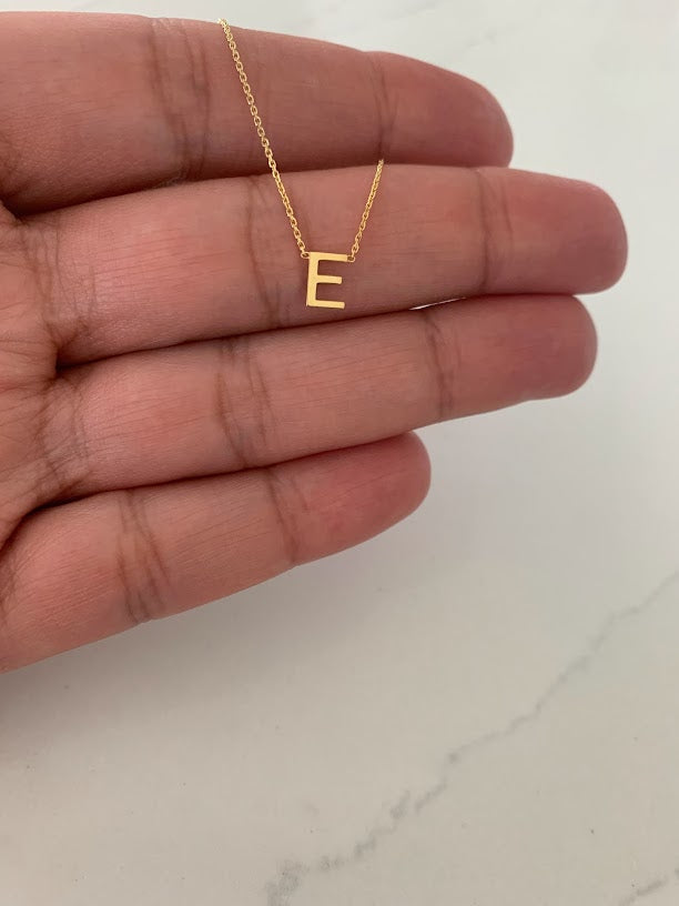 6.5MM 14K Gold Initial Necklace